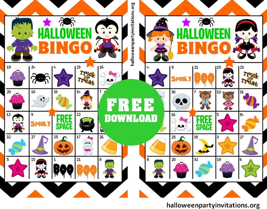 free printable Halloween Bingo games