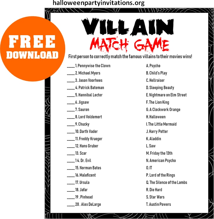 Halloween party printable games